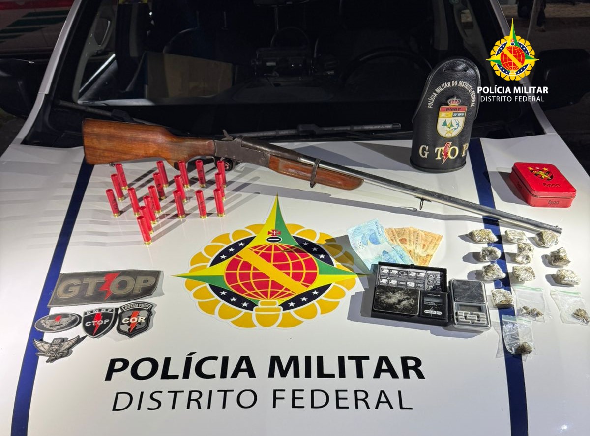 Polícia Militar apreende arma usada em tentativa de homicídio e prende suspeito por tráfico no Itapoã