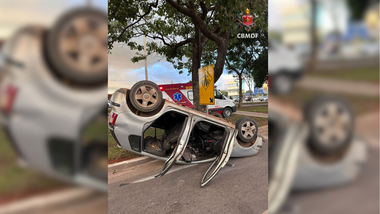 Capotamento deixa uma pessoa ferida em Taguatinga